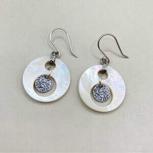 Silpada Sterling Silver Mother of Pearl Disc Scroll Earrings W1843
